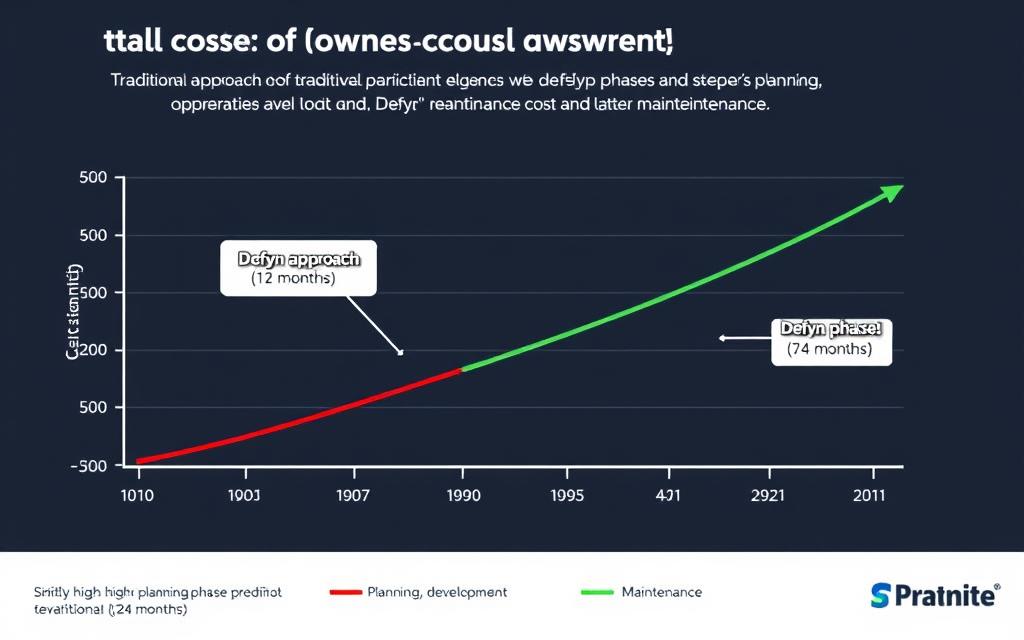 Cost efficiency graph comparing traditional and Defyn's Web Design and Web Development Approach